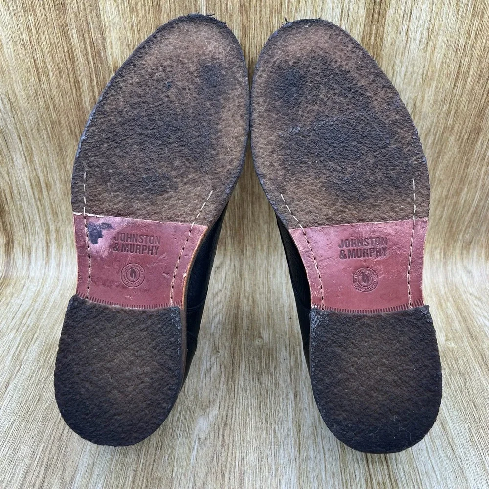Johnston & Murphy Calder Plain Toe Shoes Men's Size 11M Black Pebbled Leather